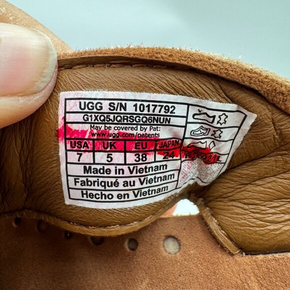 UGG Lexia  Leather criss cross sandals tan slide woman’s size 7 1017792 - Picture 4 of 8